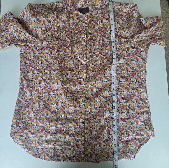 J. Crew Liberty Fabric Ruffle Front Button Up Long Sleeve Shirt Women's Large - Picture 7 of 12